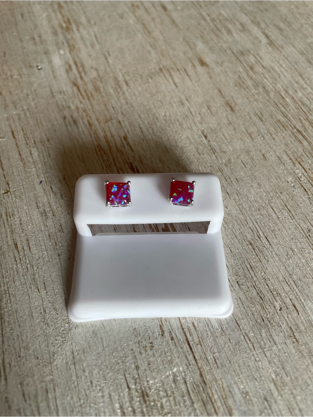 925 Sterling Silver Rose Pink Opal - Princess Cut